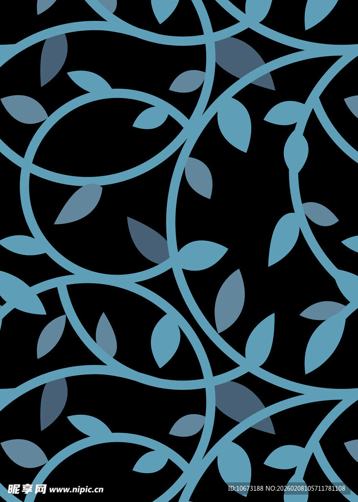 蓝叶藤蔓图案背景