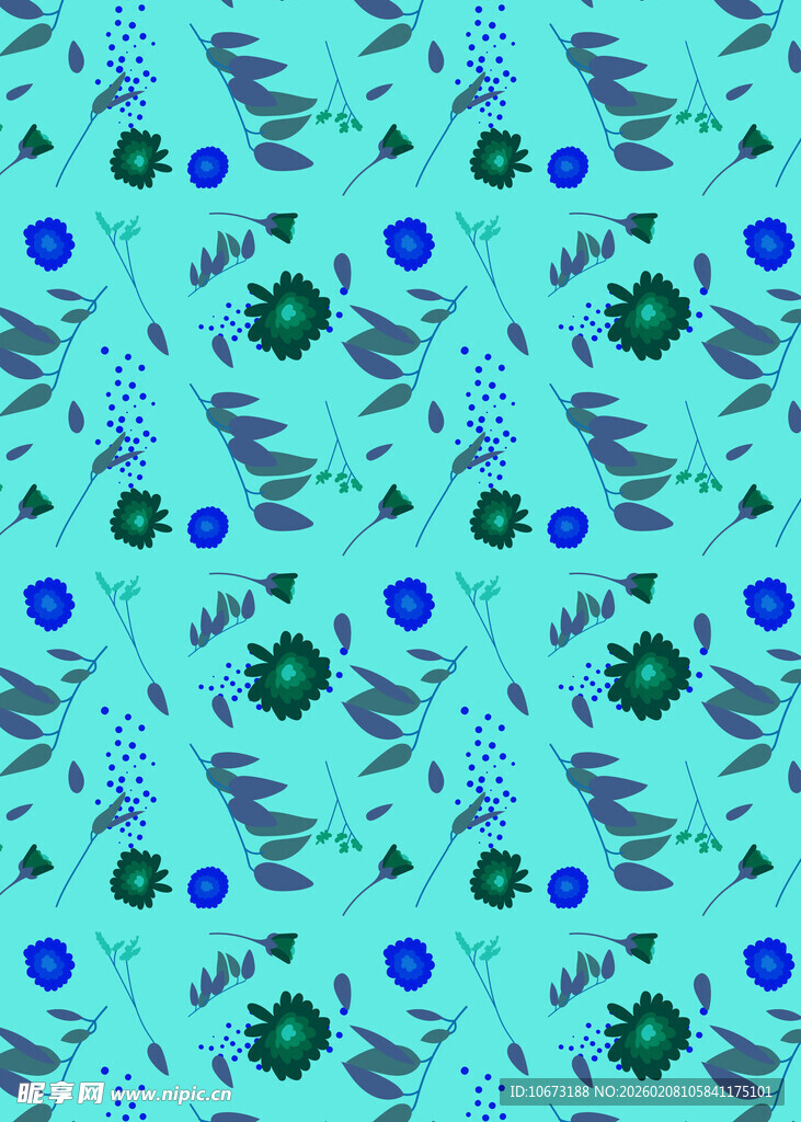 蓝绿底多彩图案纹理