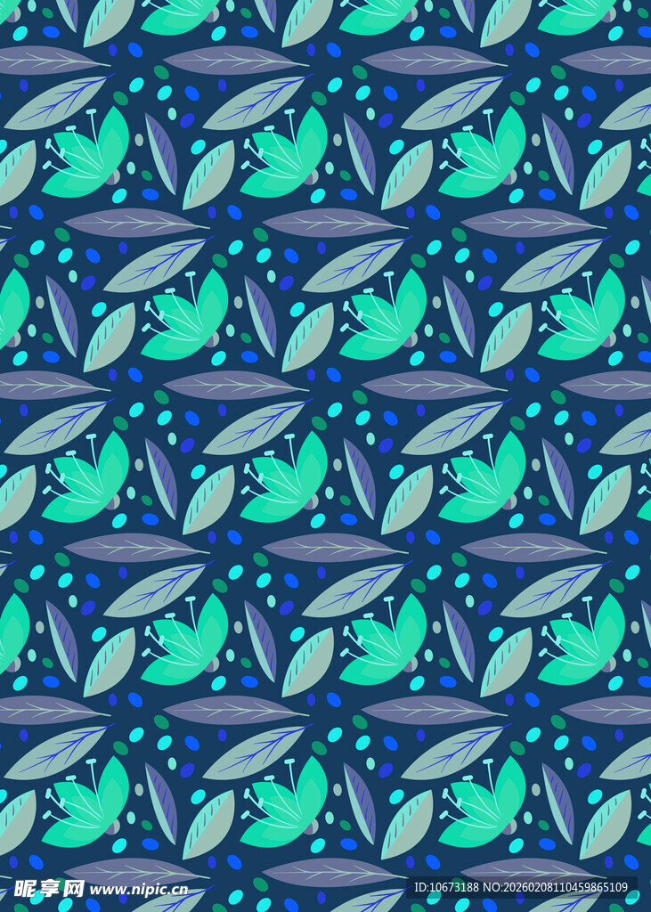 蓝绿植物图案纹理背景