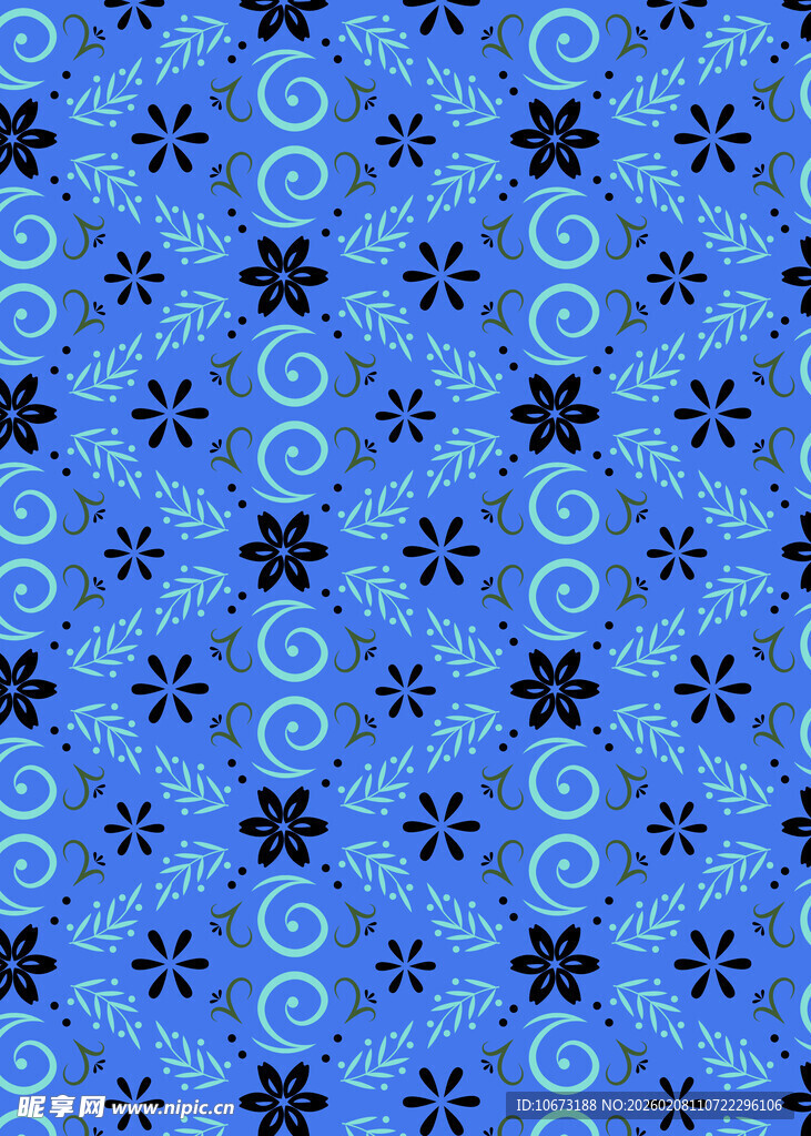 蓝色花卉圆圈图案背景