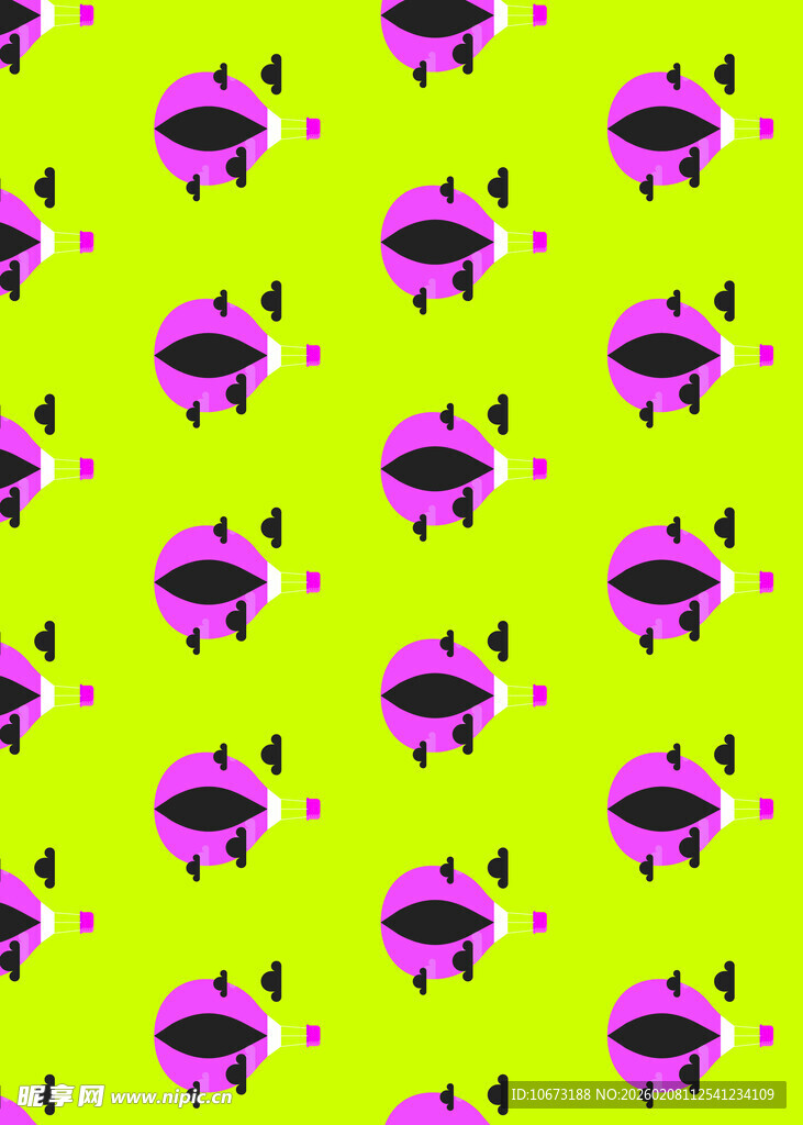 绿色背景紫色图案无缝纹理