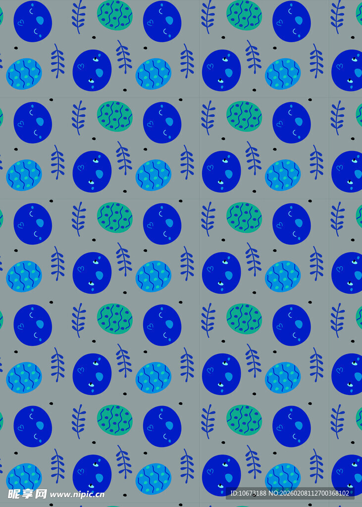 蓝色鱼形图案背景纹理