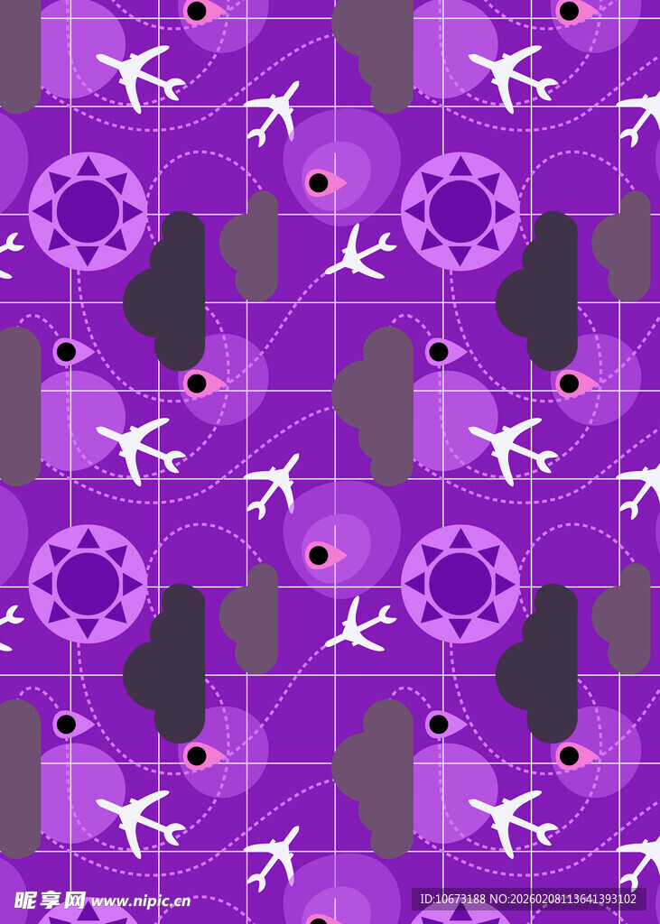 紫色几何飞机图案背景