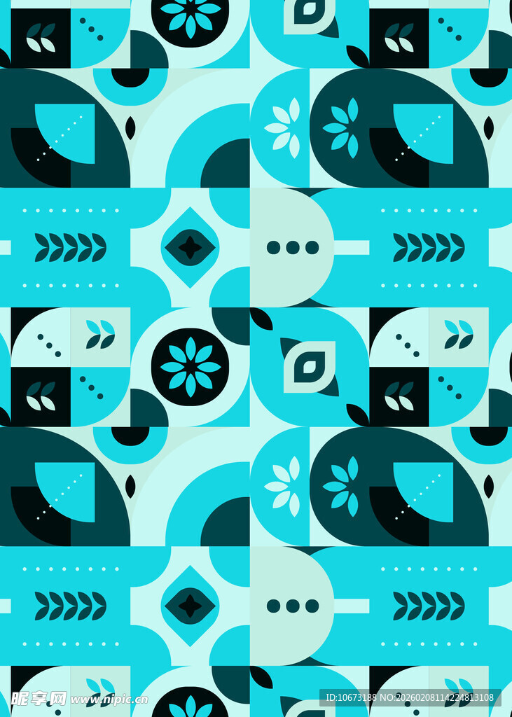 蓝绿色几何图案无缝背景