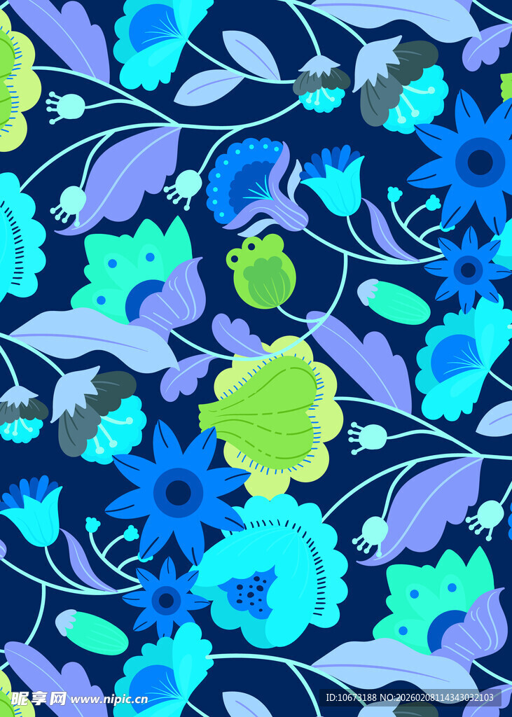 多彩花卉图案背景纹理