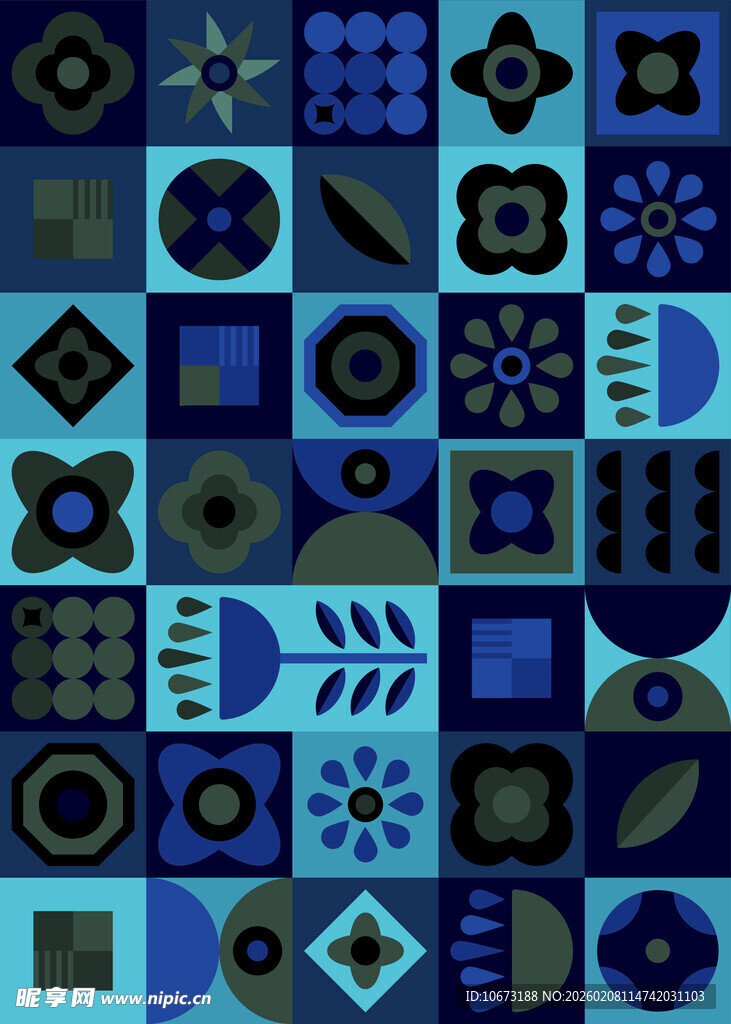 蓝色几何图案拼接背景