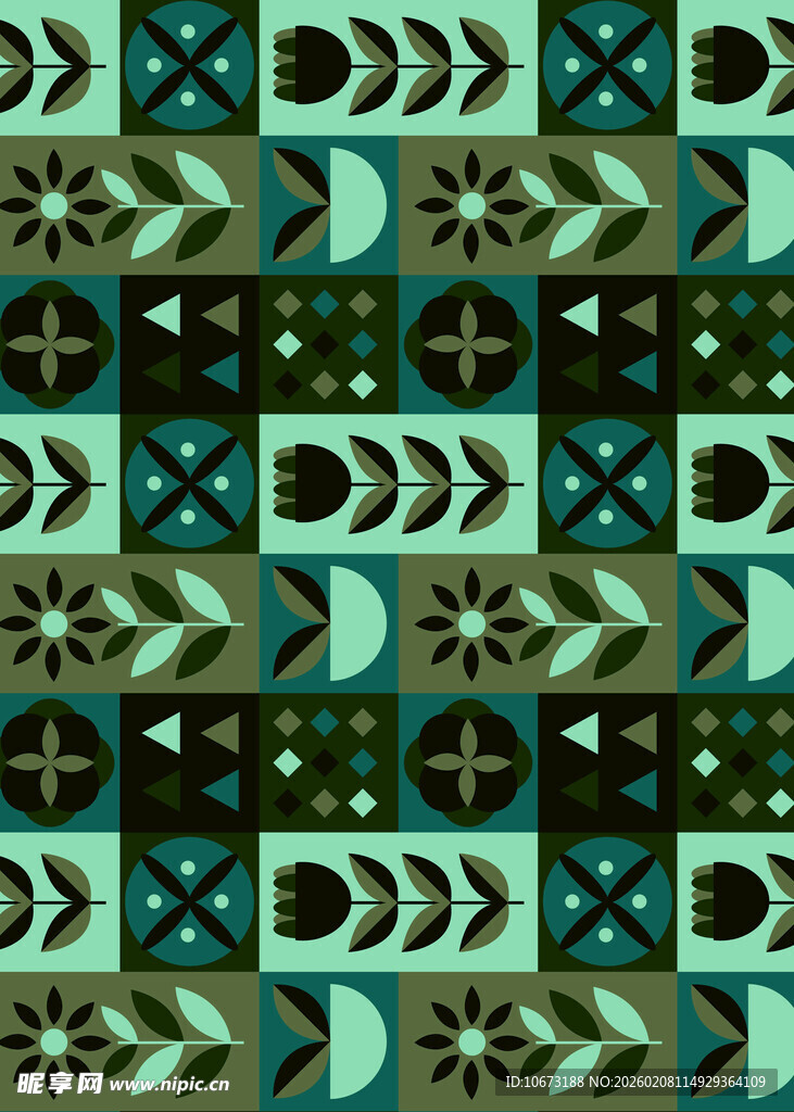 几何图案拼接的复古风背景