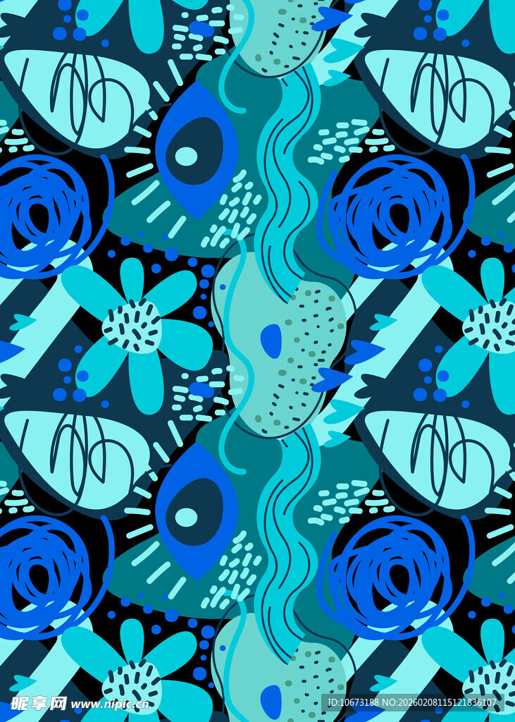 蓝绿色调抽象几何图案纹理