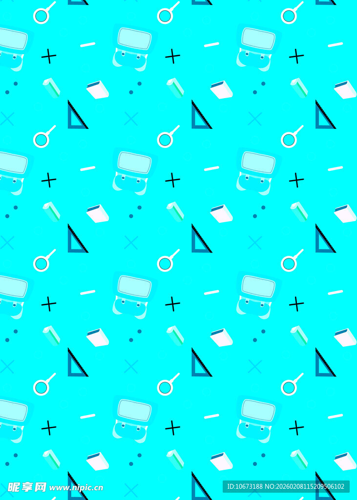 清新蓝底海洋元素无缝图案