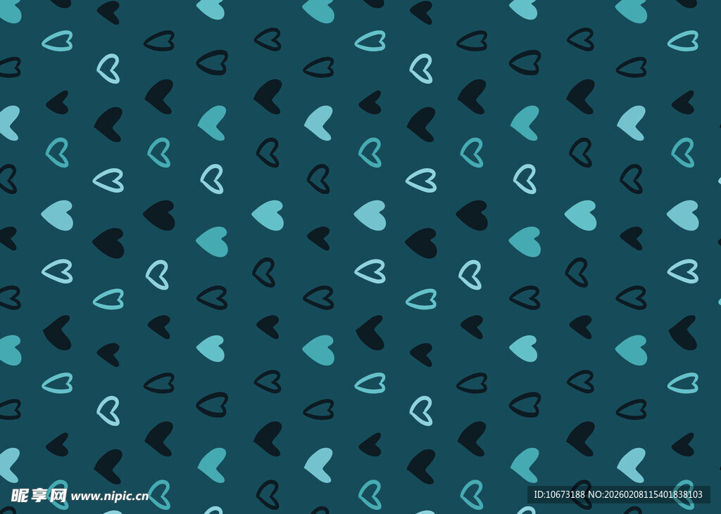 蓝底爱心图案无缝背景