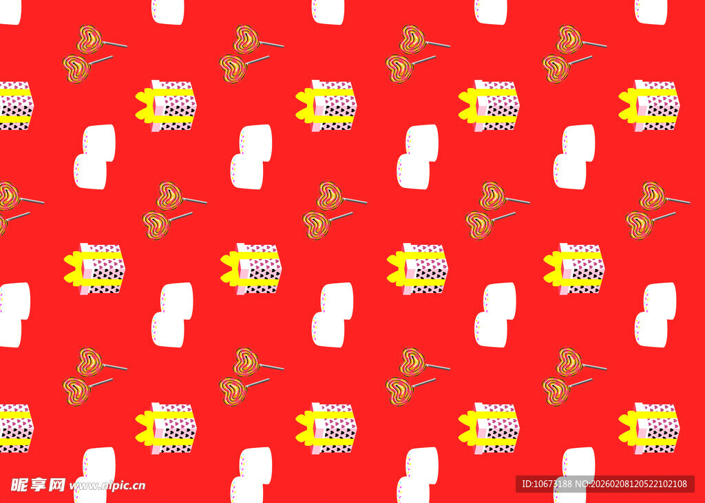 红色背景圣诞元素图案