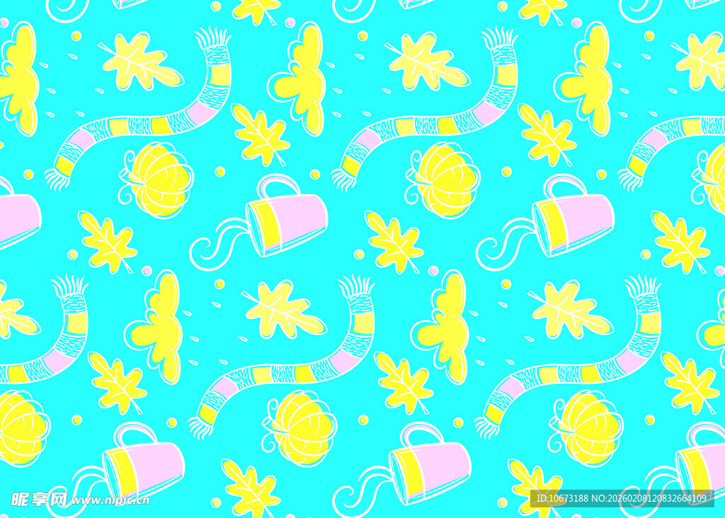 夏日海洋风多彩图案背景