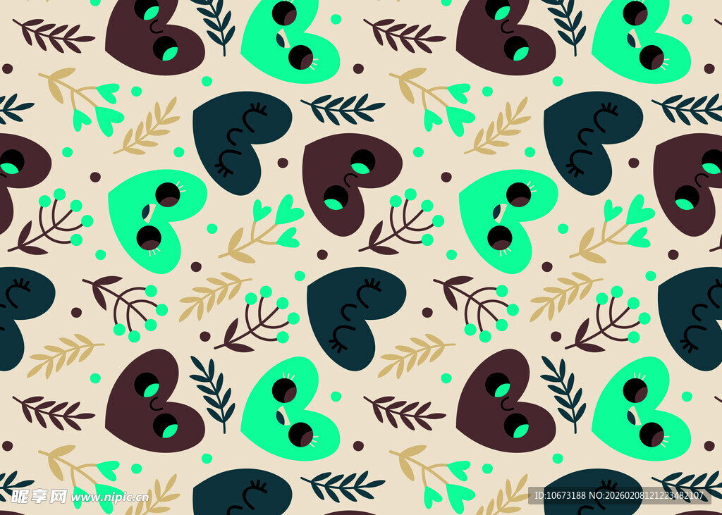 多彩骷髅植物图案背景