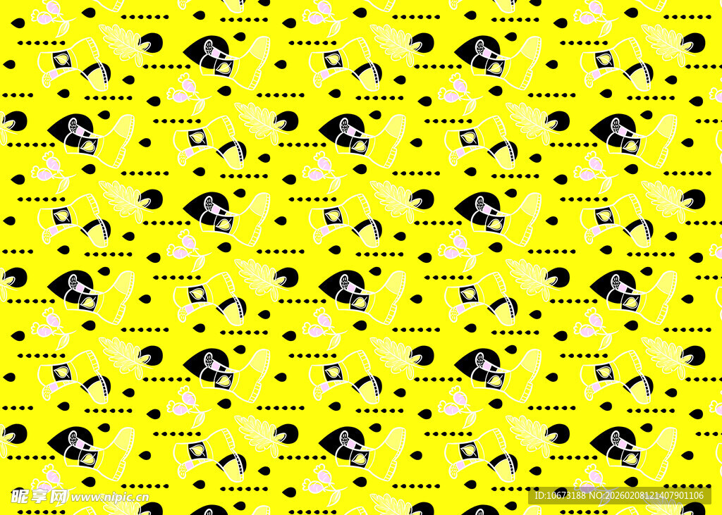 黄色背景卡通图案纹理