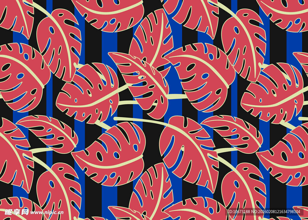 热带风树叶图案纹理背景