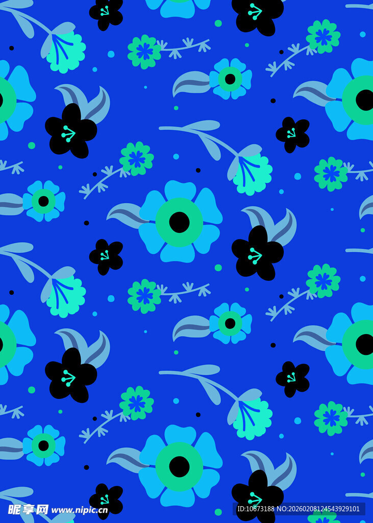 蓝色花卉图案背景纹理