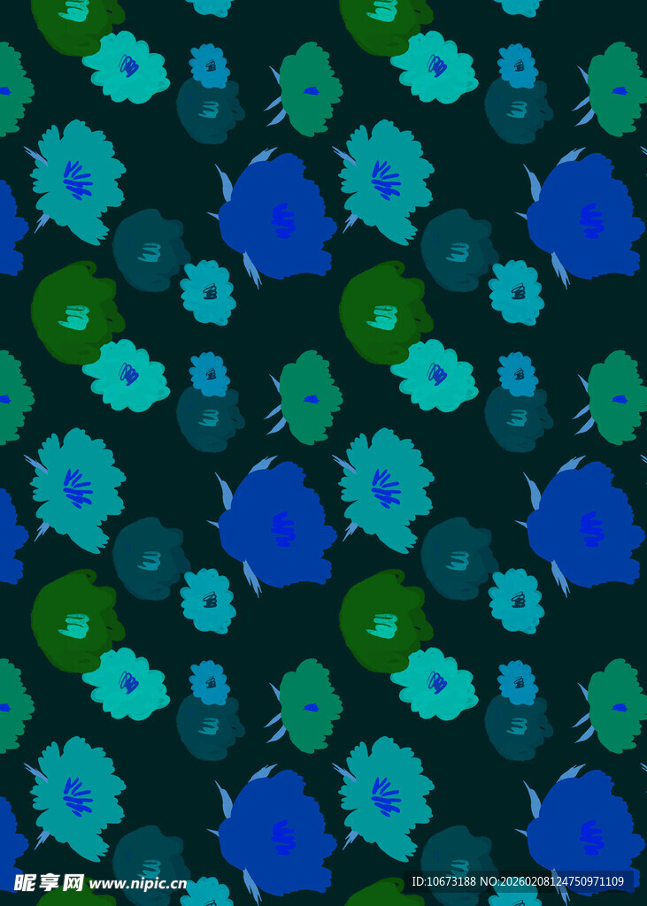 蓝绿花卉图案背景