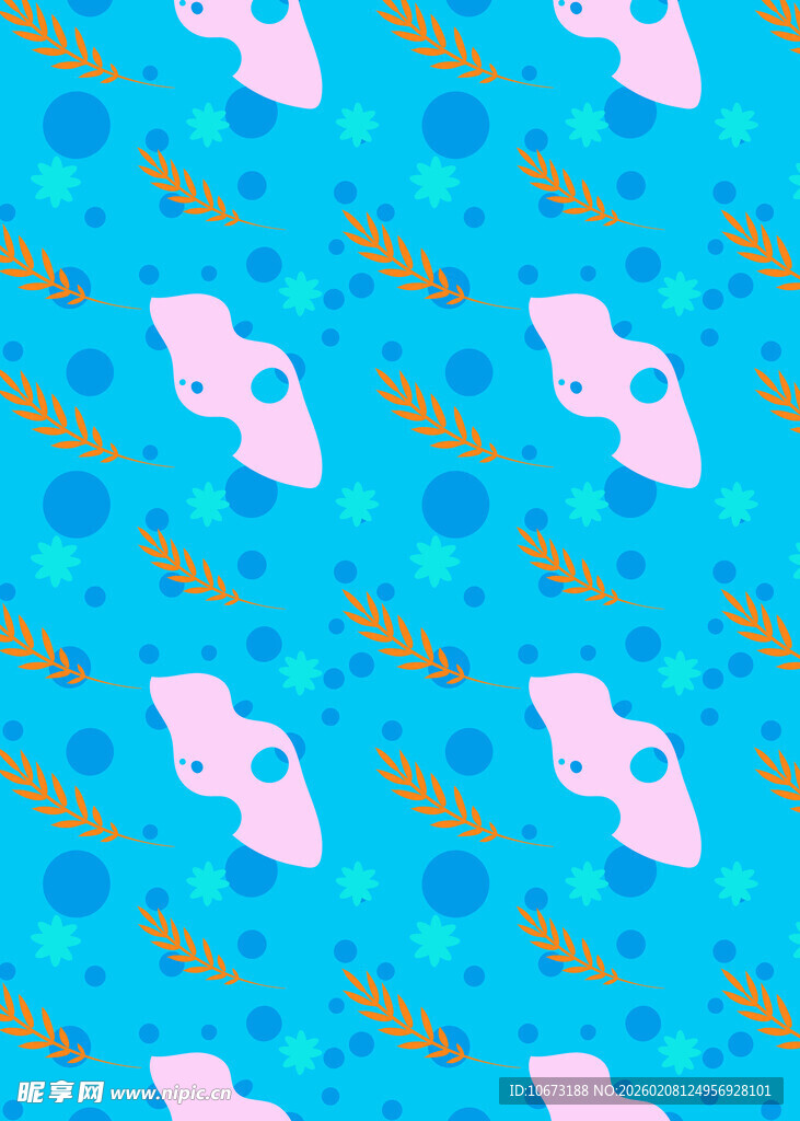 蓝色背景卡通图案纹理