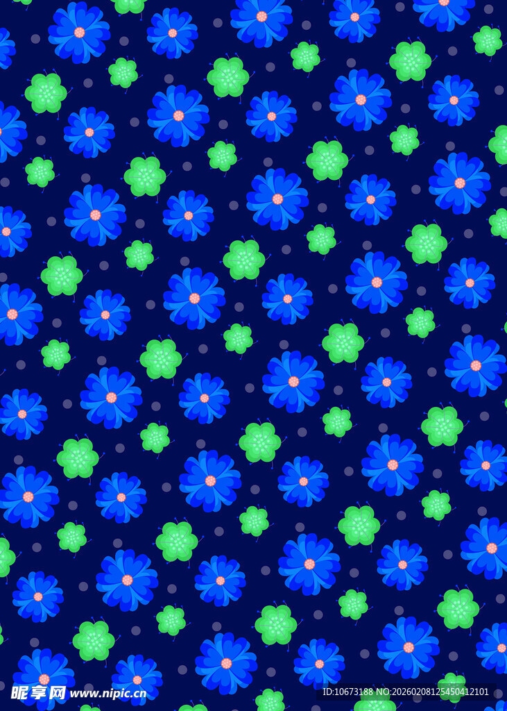 蓝绿花朵图案背景纹理