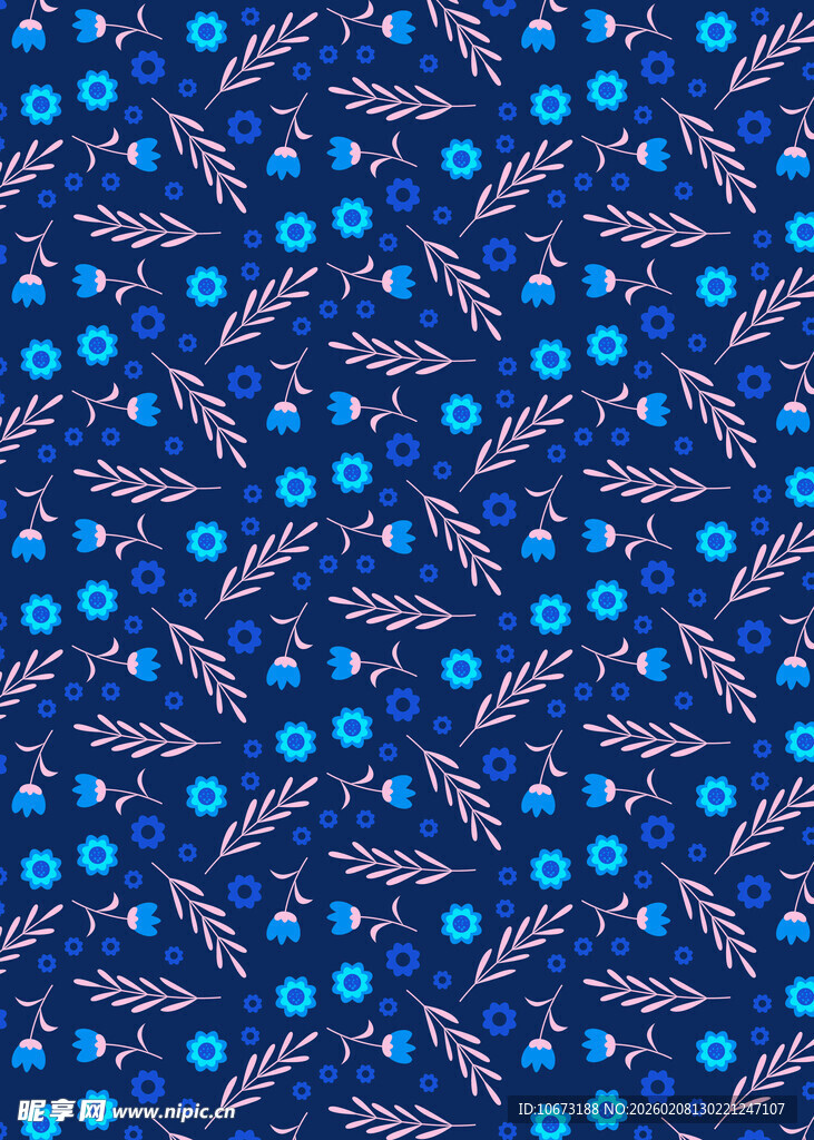 蓝色花卉图案背景纹理