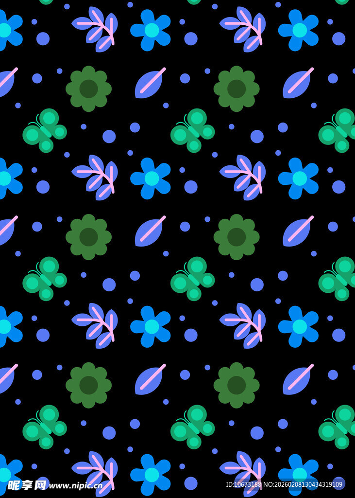 多彩抽象花卉图案背景
