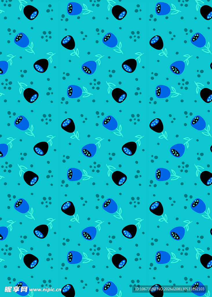 蓝绿底色带黑点图案纹理
