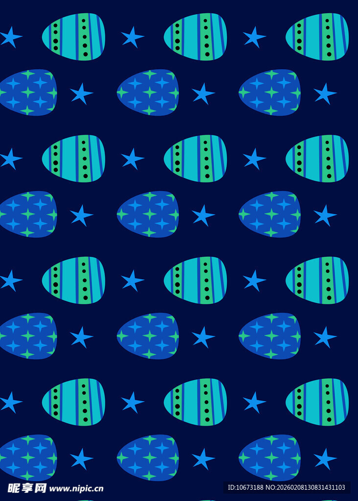蓝色星星彩蛋图案背景