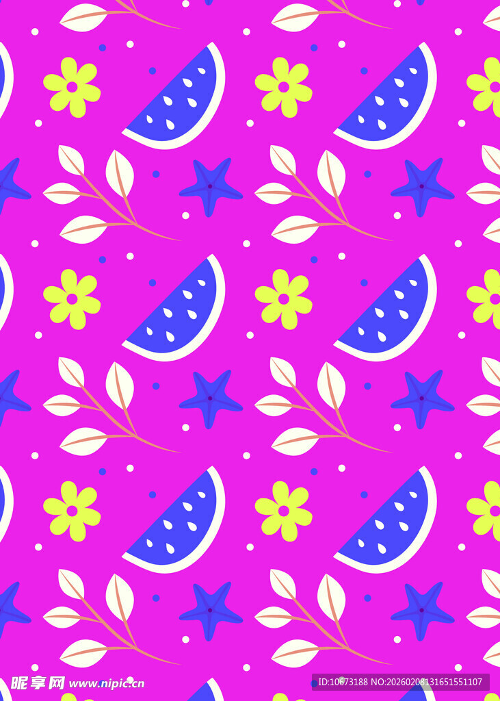 粉色背景水果花卉图案