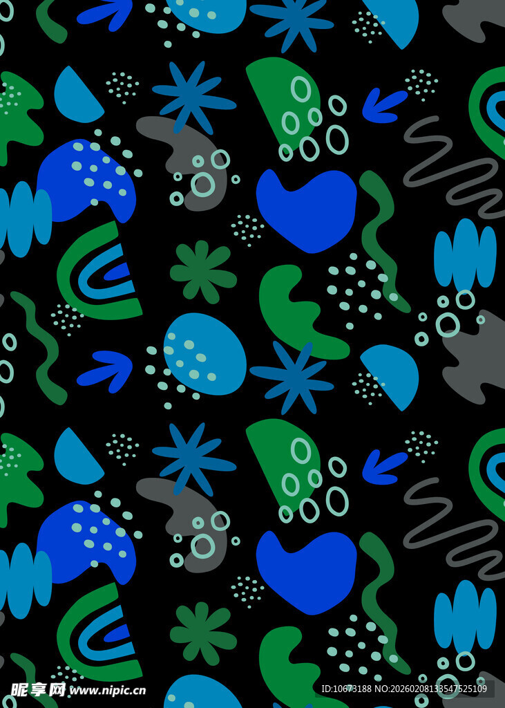 多彩手绘风海洋元素图案