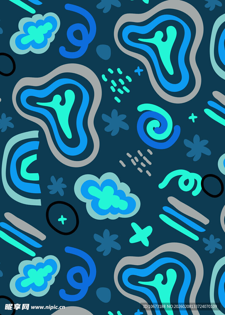 蓝色几何图案卡通背景图