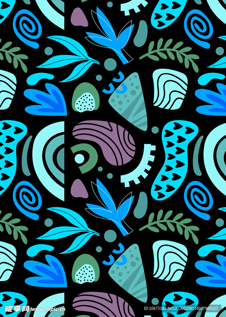 抽象多彩海洋风图案设计