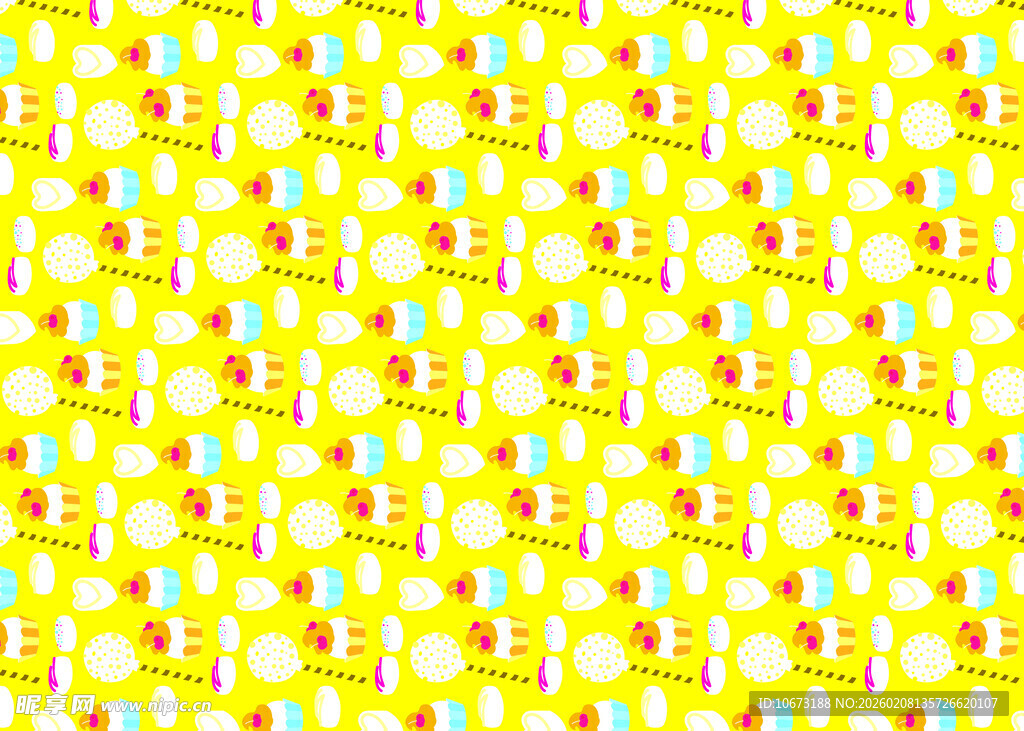 黄色多彩卡通图案背景