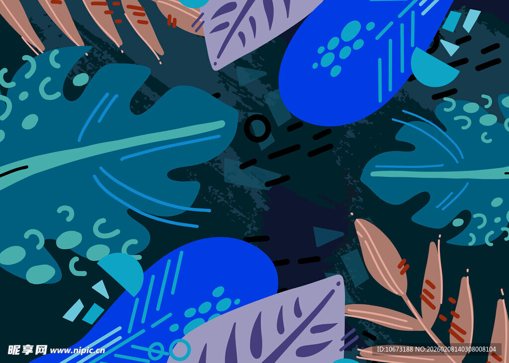 热带植物抽象图案背景