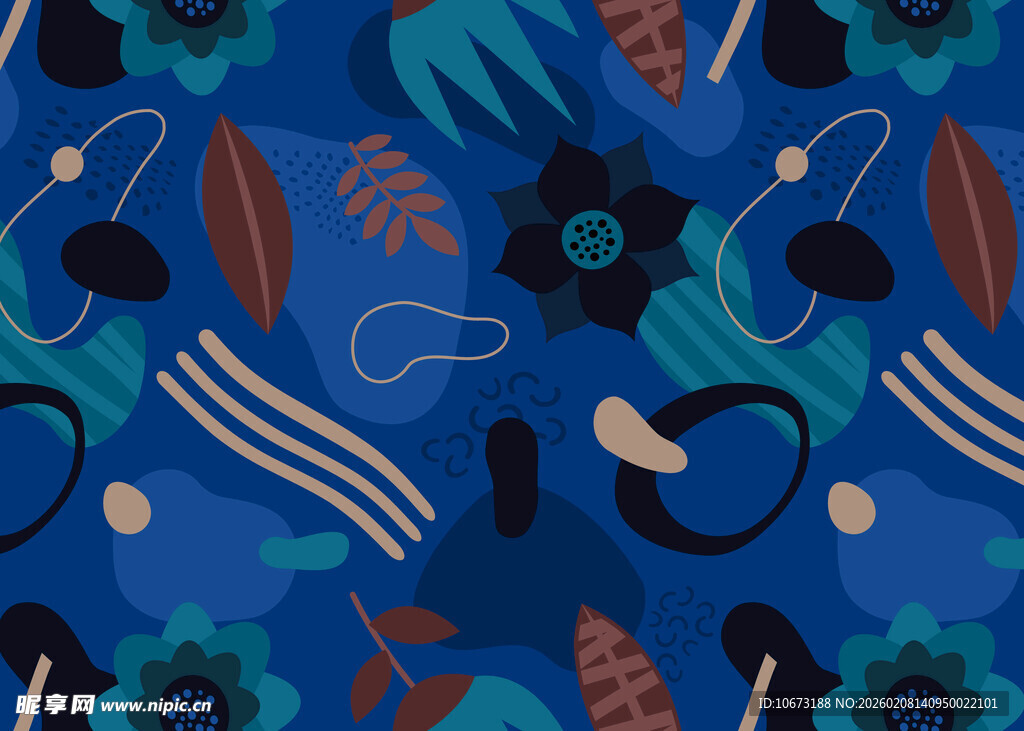 海洋元素抽象图案设计