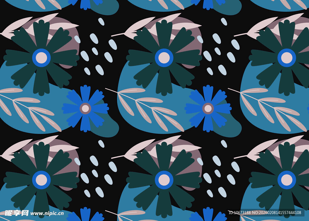 蓝绿花卉图案背景