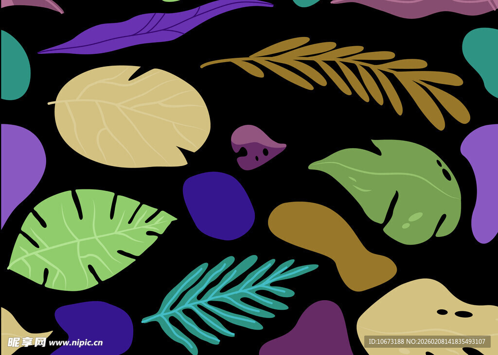 多彩植物图案背景