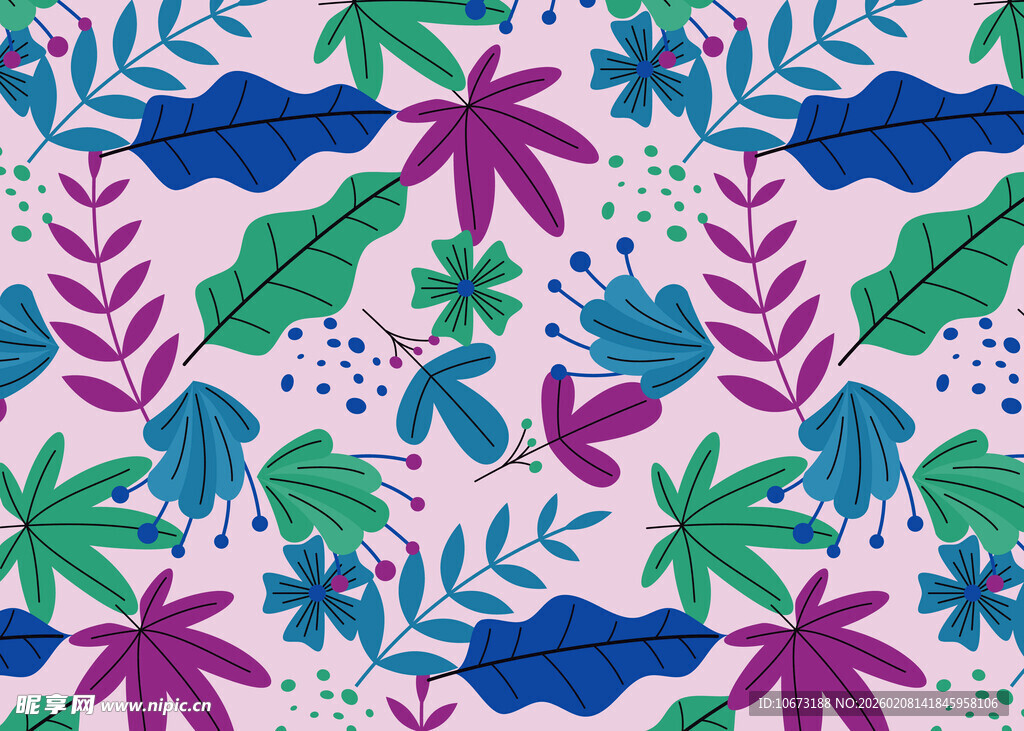 热带植物图案背景