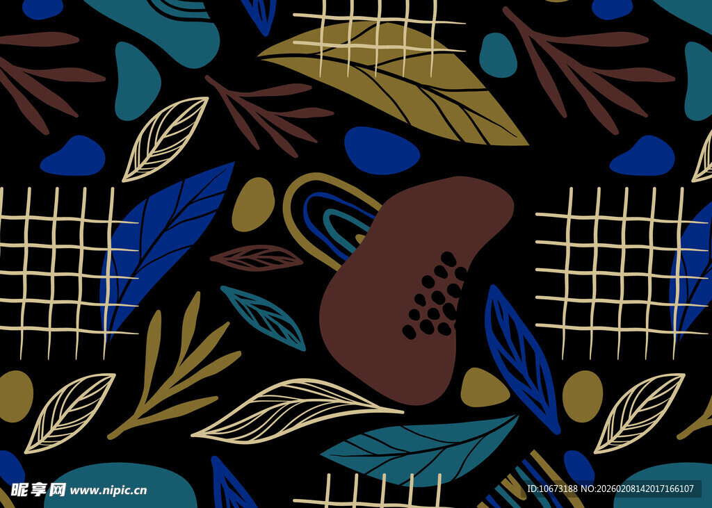 抽象几何植物图案背景