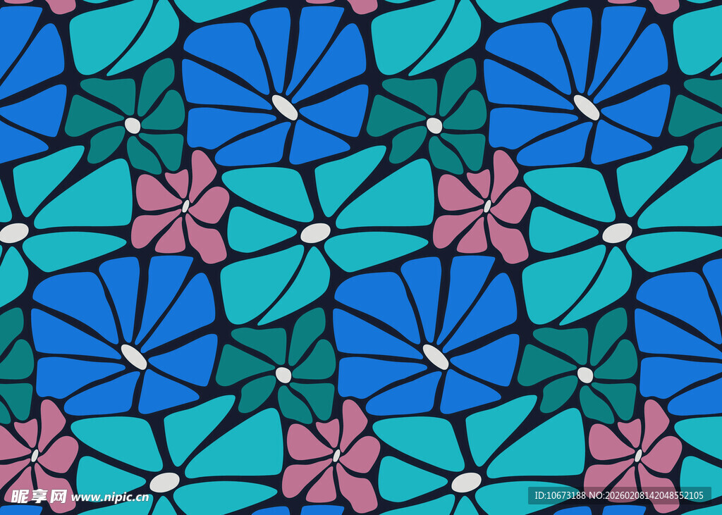 蓝粉相间花朵图案背景