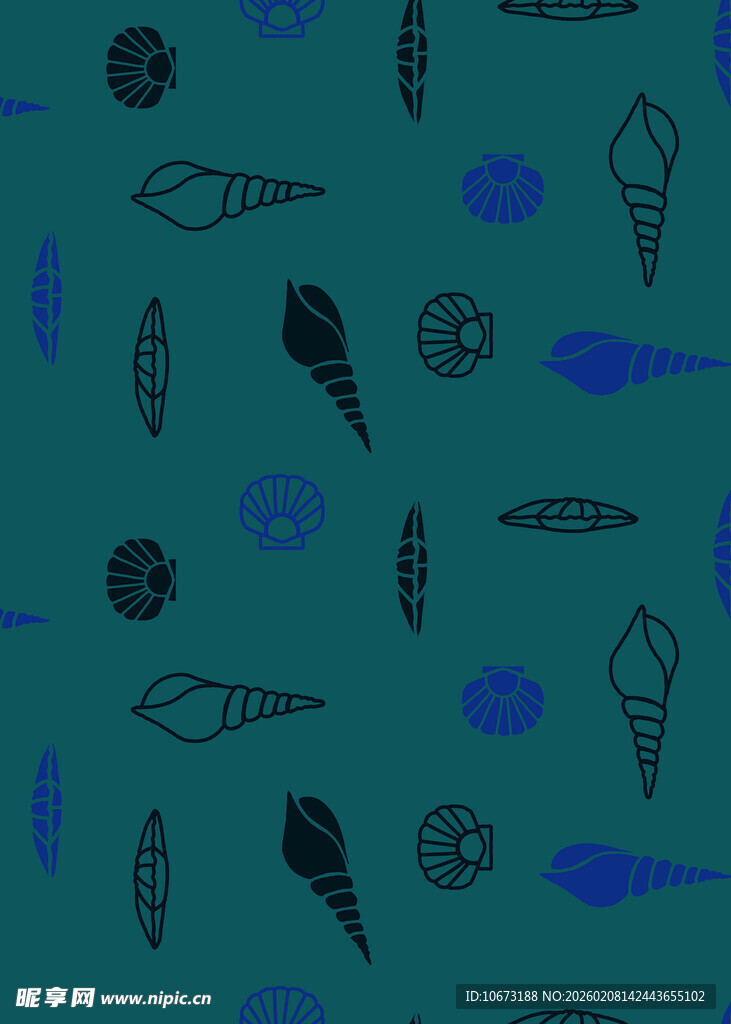 蓝绿色调冰淇淋等元素图案