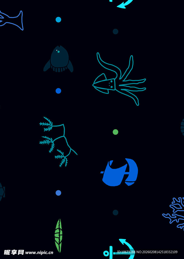 深海奇幻海洋生物图案