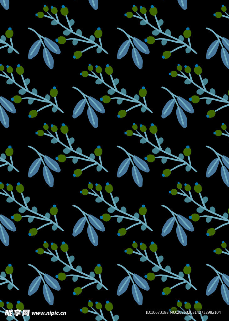 黑色背景蜻蜓枝叶图案