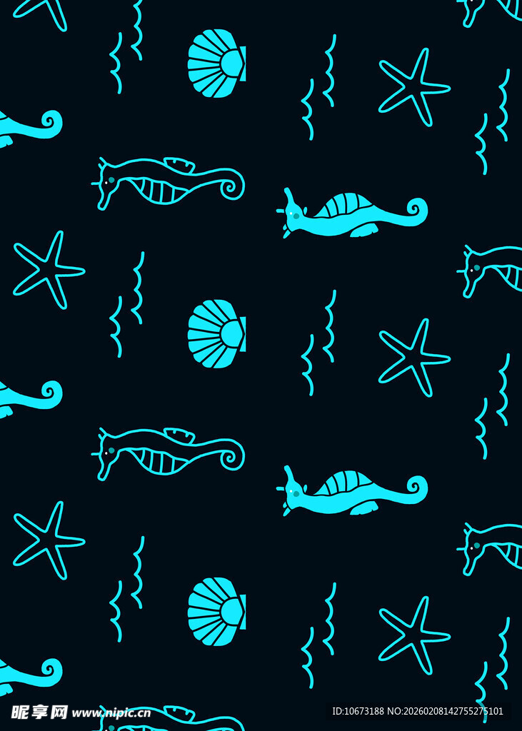 海洋元素无缝图案设计