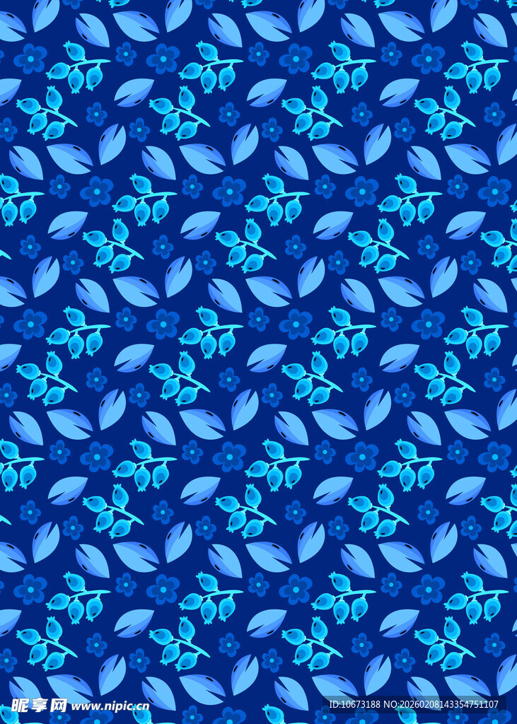 蓝色花卉图案纹理背景