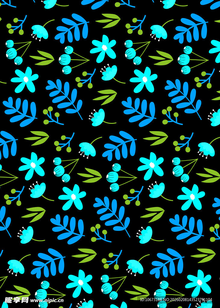 蓝色花卉图案背景纹理