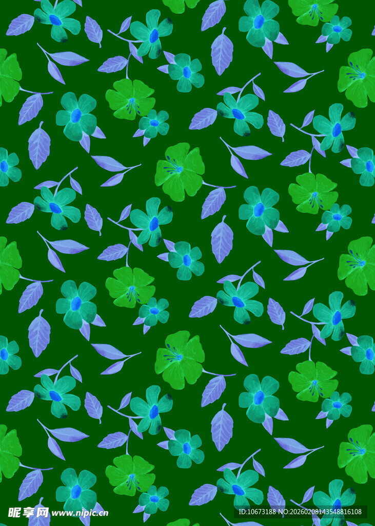 绿色花卉图案背景纹理