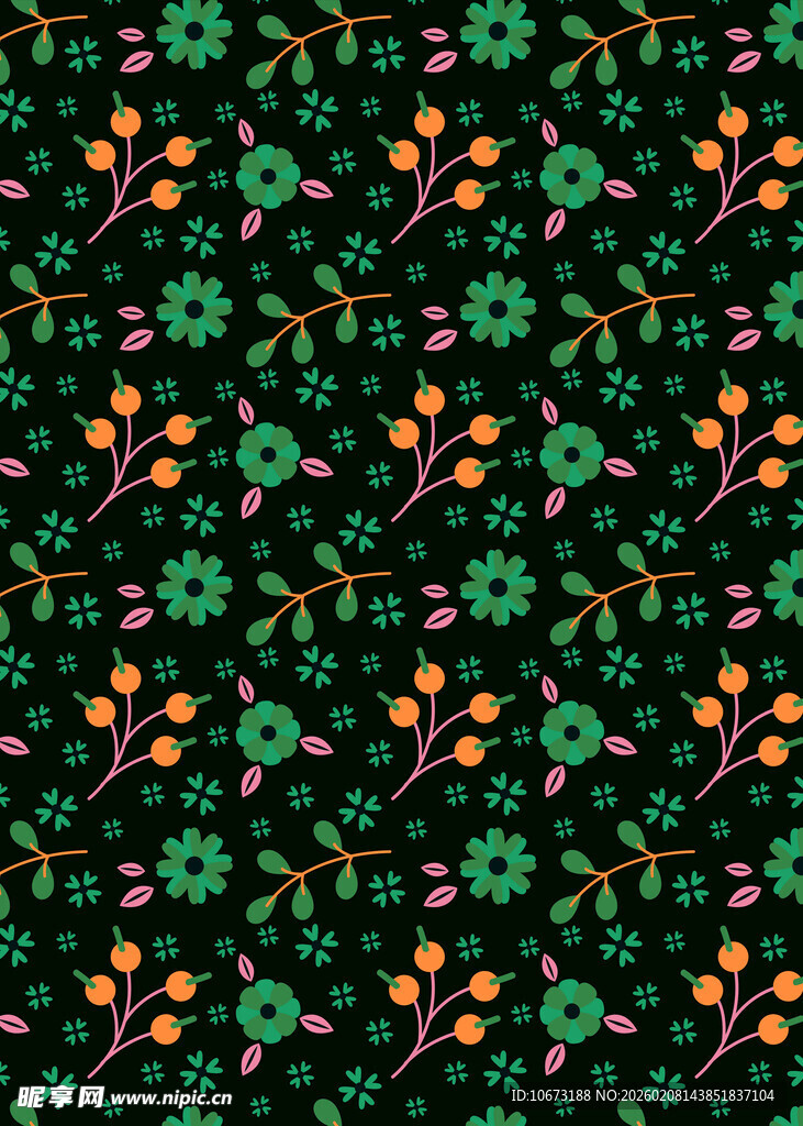 花卉图案的黑色背景布料