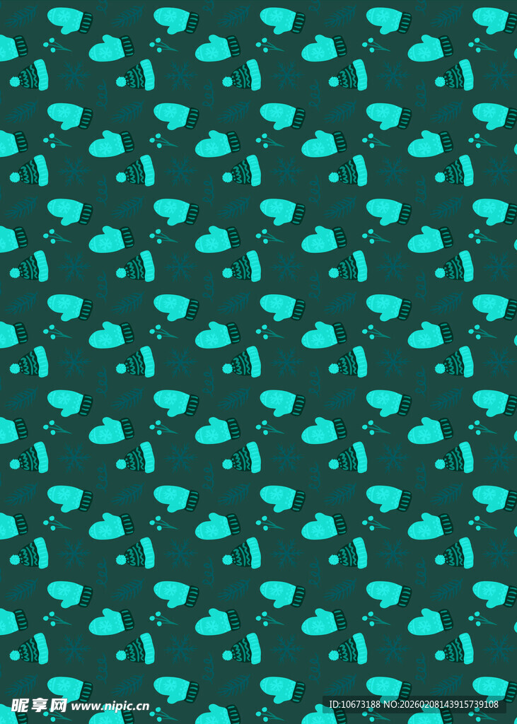 蓝绿色小鱼图案背景图