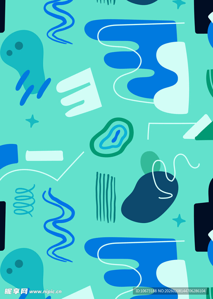 清新蓝绿抽象几何图案