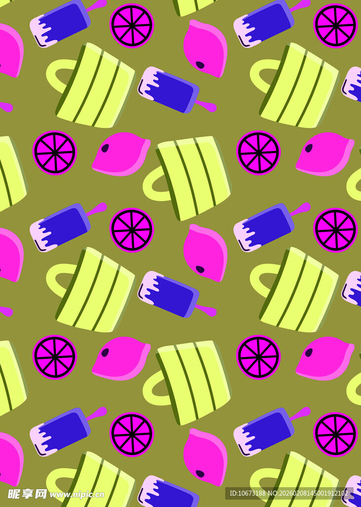 多彩杯子图案背景设计